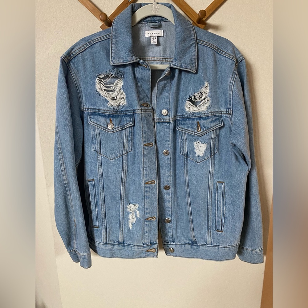 Topshop Denim Distressed Jacket size 6